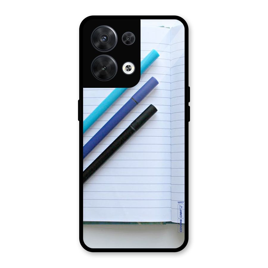 Notebook And Pens Glass Back Case for Oppo Reno8 5G