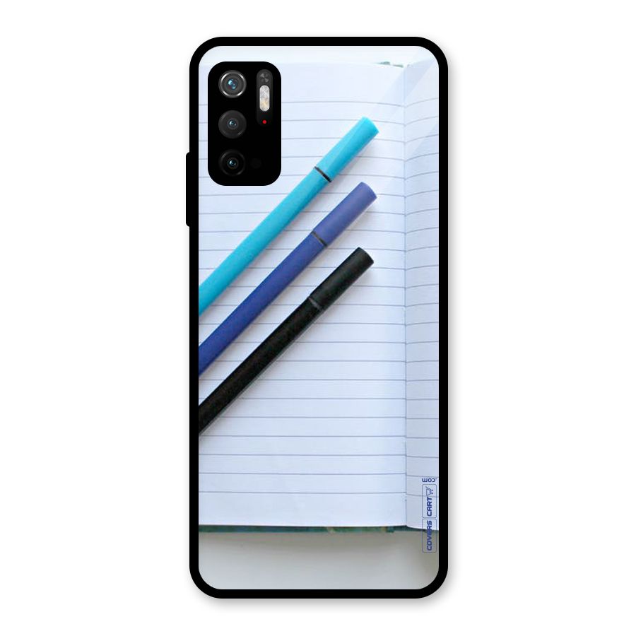 Notebook And Pens Glass Back Case for Poco M3 Pro 5G