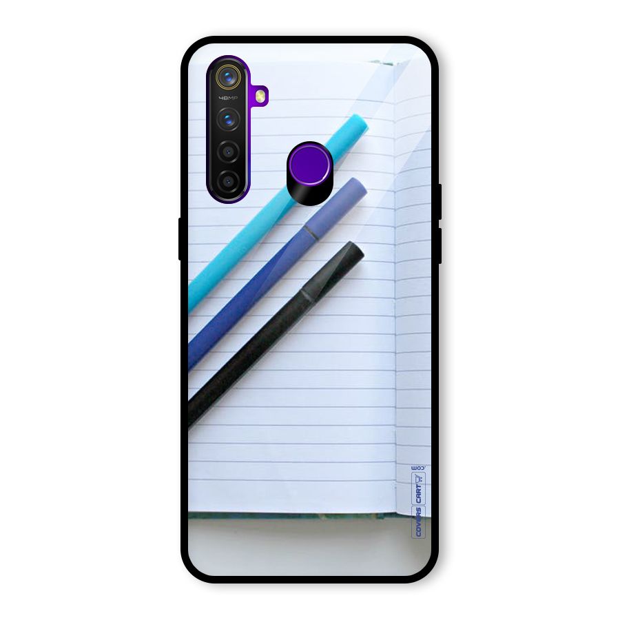 Notebook And Pens Glass Back Case for Realme 5 Pro