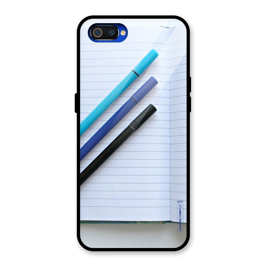 Notebook And Pens Glass Back Case for Realme C2