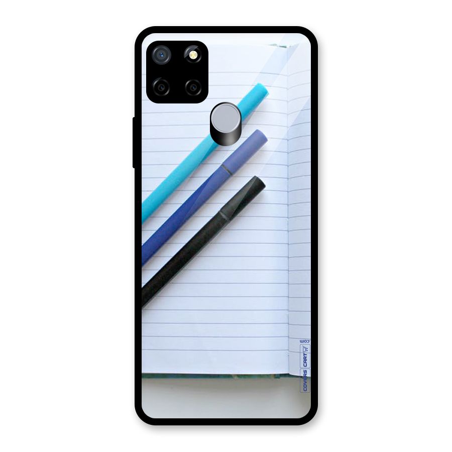 Notebook And Pens Glass Back Case for Realme Narzo 30A
