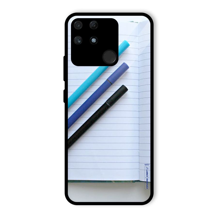 Notebook And Pens Glass Back Case for Realme Narzo 50A