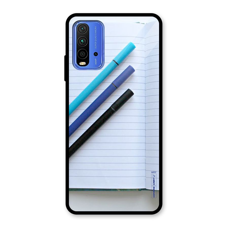 Notebook And Pens Glass Back Case for Redmi 9 Power