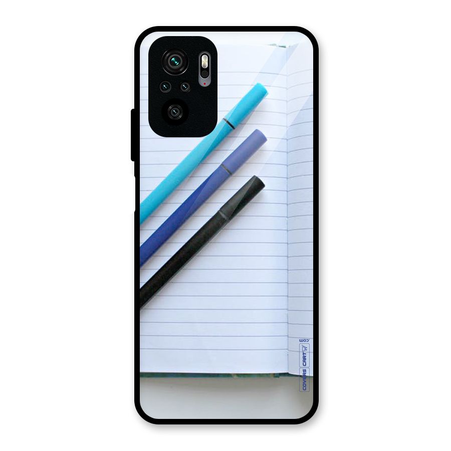 Notebook And Pens Glass Back Case for Redmi Note 10S