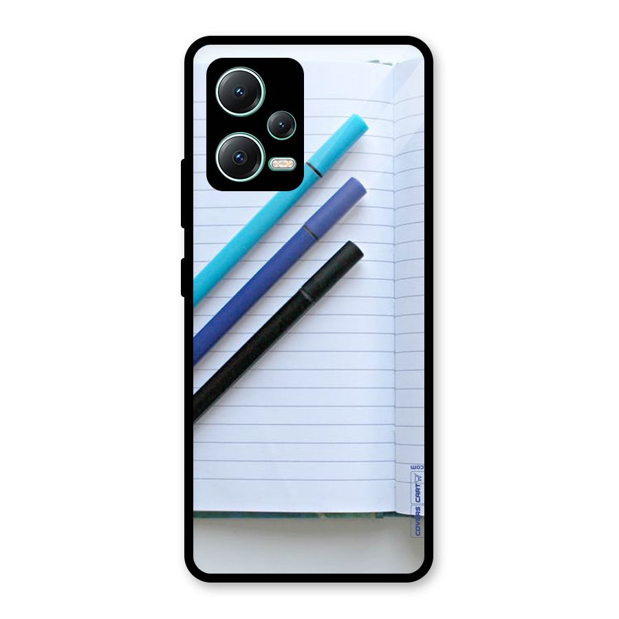 Notebook And Pens Glass Back Case for Redmi Note 12 5G