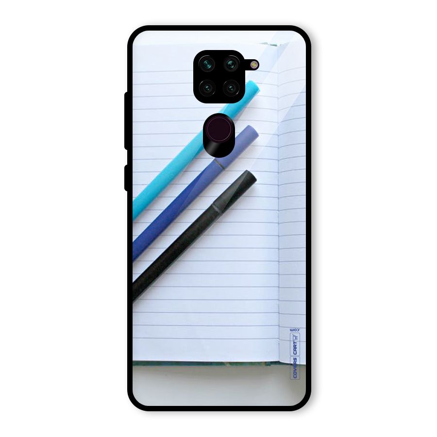Notebook And Pens Glass Back Case for Redmi Note 9