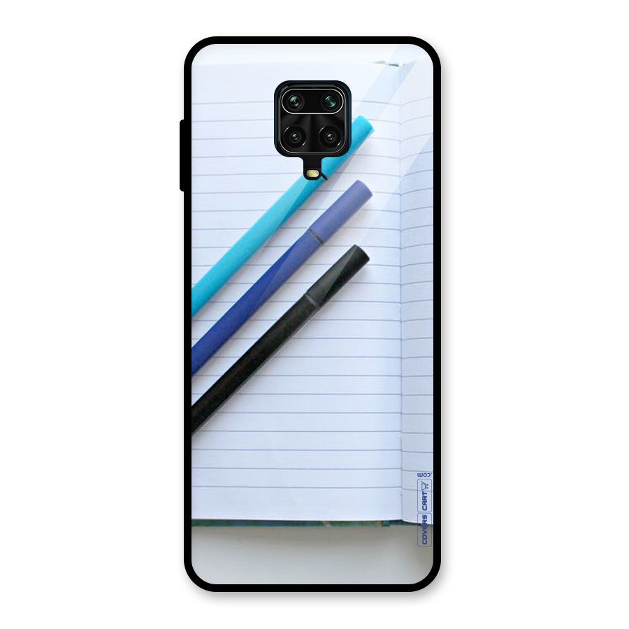Notebook And Pens Glass Back Case for Redmi Note 9 Pro