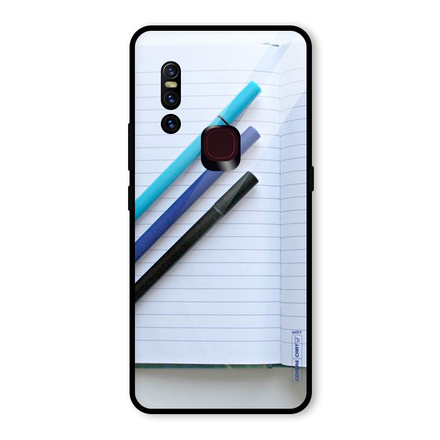 Notebook And Pens Glass Back Case for Vivo V15