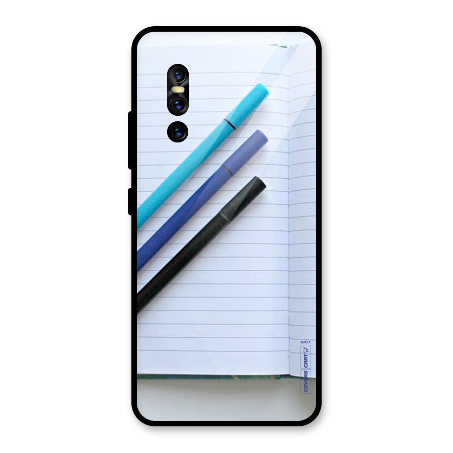 Notebook And Pens Glass Back Case for Vivo V15 Pro