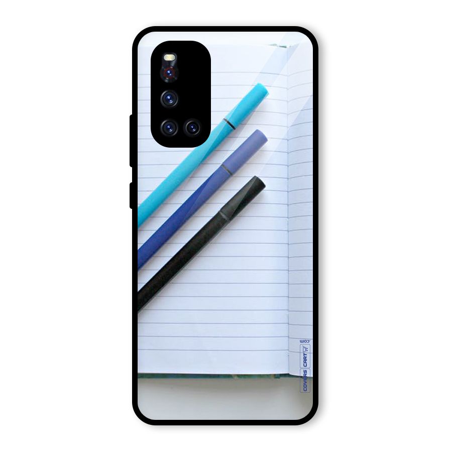 Notebook And Pens Glass Back Case for Vivo V19