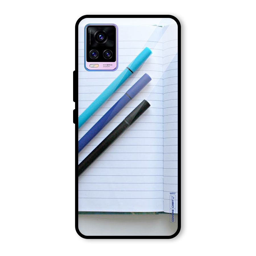 Notebook And Pens Glass Back Case for Vivo V20 Pro