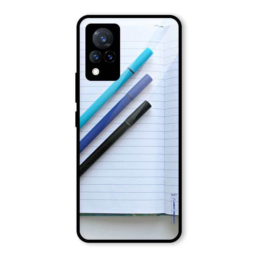 Notebook And Pens Glass Back Case for Vivo V21 5G