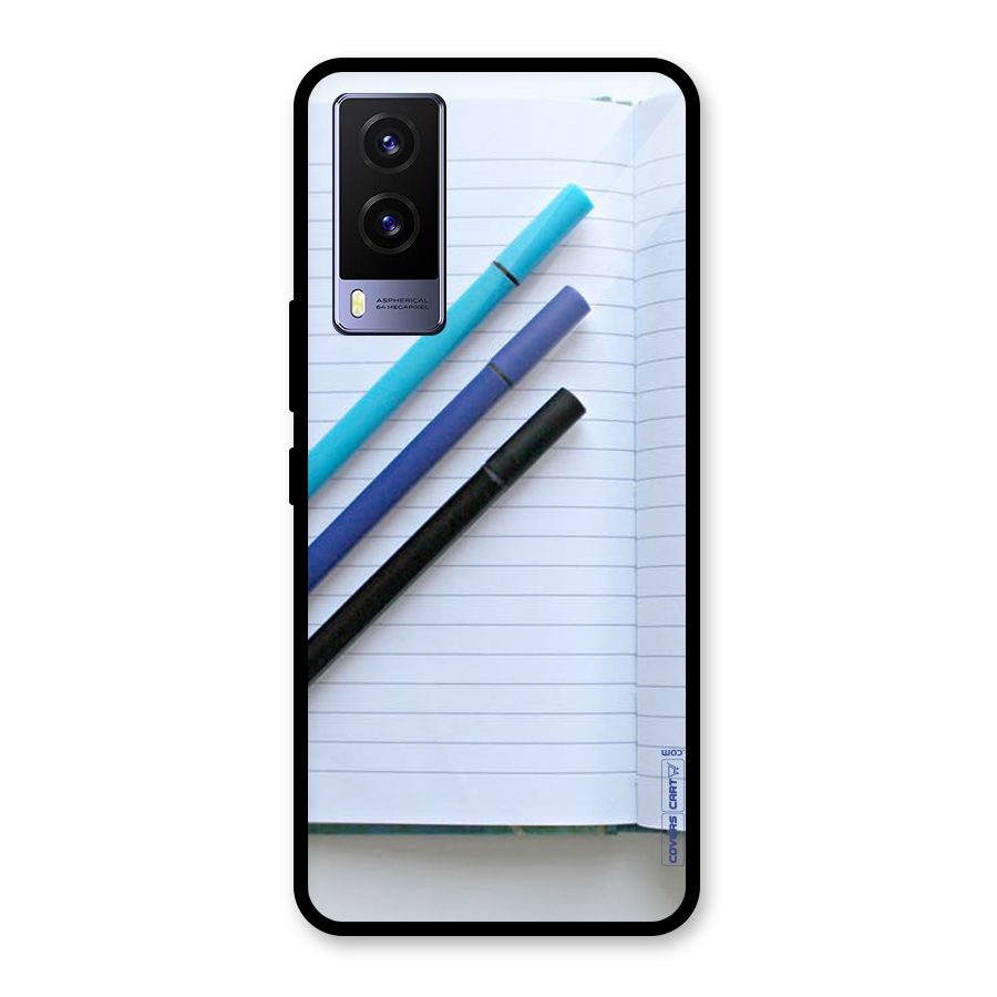 Notebook And Pens Glass Back Case for Vivo V21e 5G