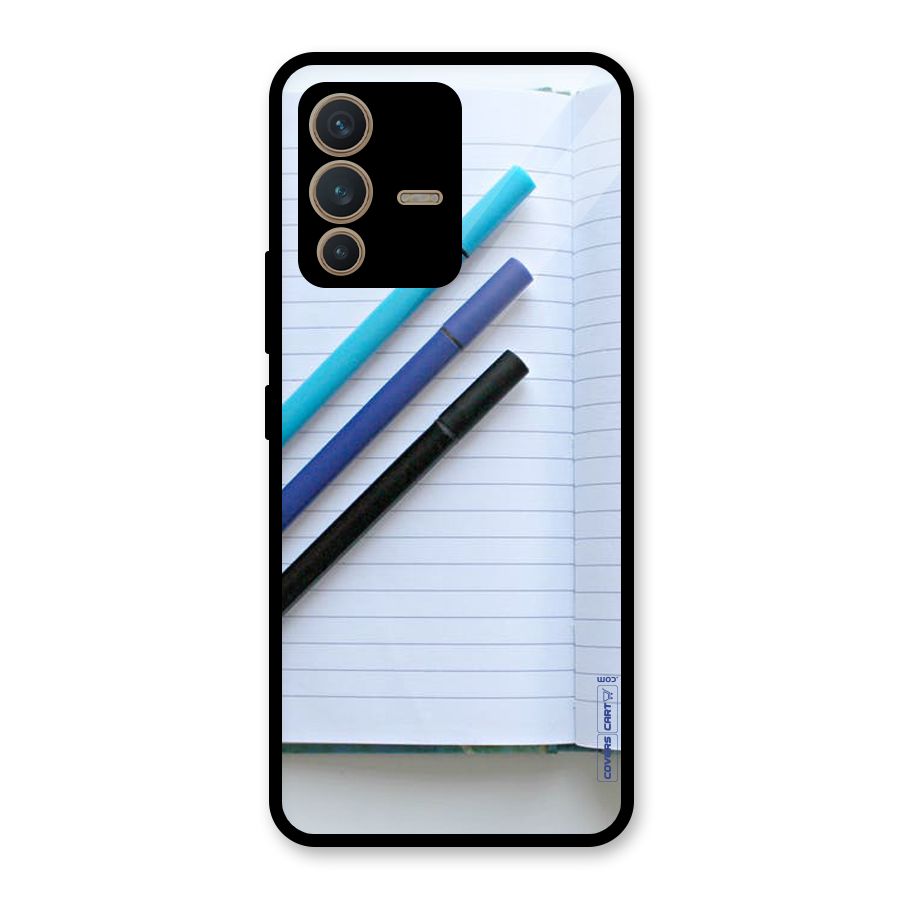 Notebook And Pens Glass Back Case for Vivo V23 5G