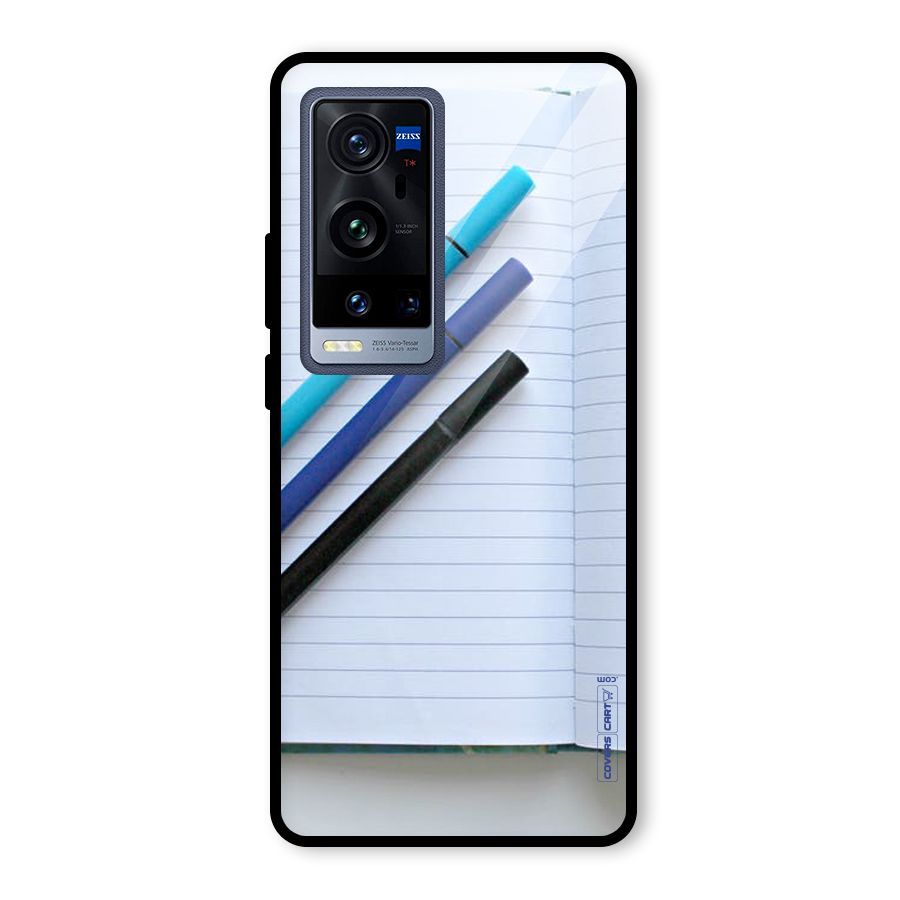 Notebook And Pens Glass Back Case for Vivo X60 Pro Plus