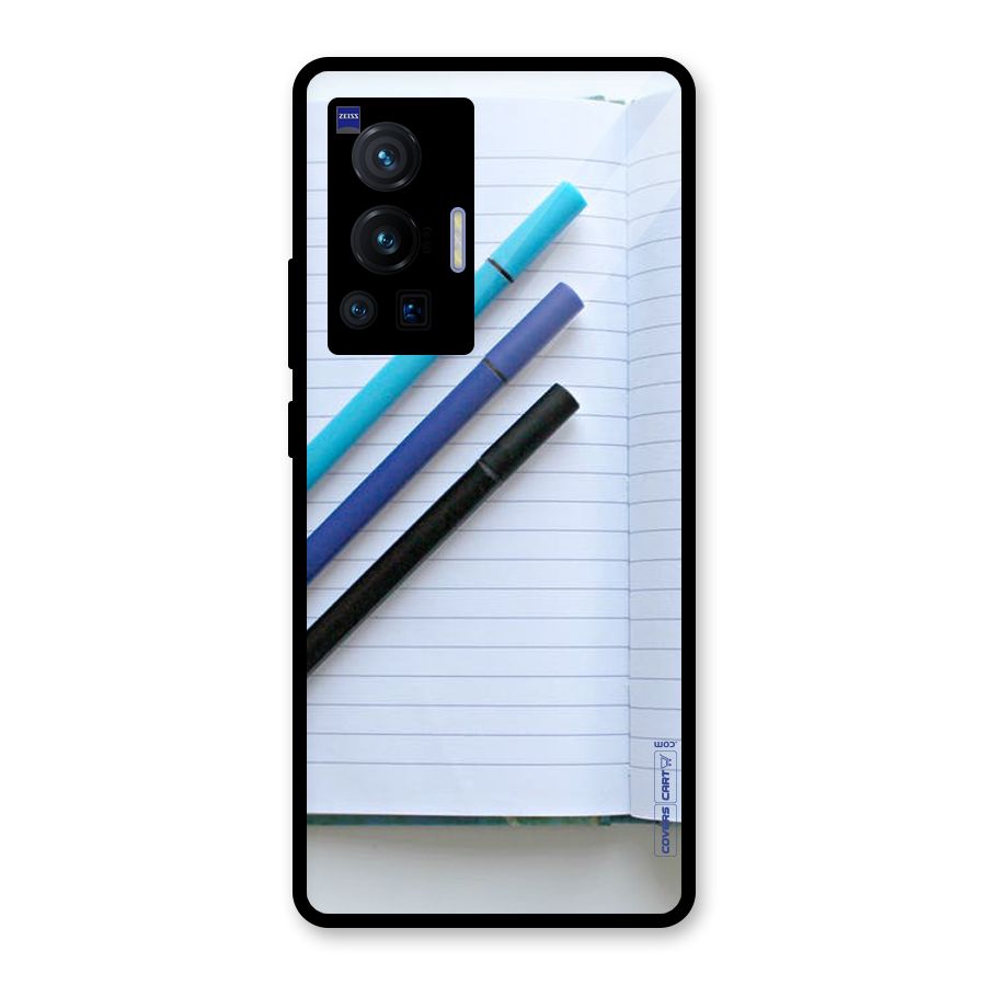Notebook And Pens Glass Back Case for Vivo X70 Pro