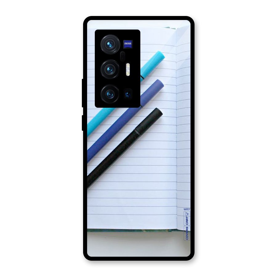 Notebook And Pens Glass Back Case for Vivo X70 Pro Plus