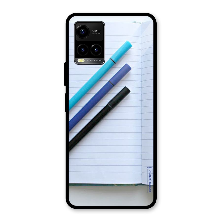 Notebook And Pens Glass Back Case for Vivo Y21A