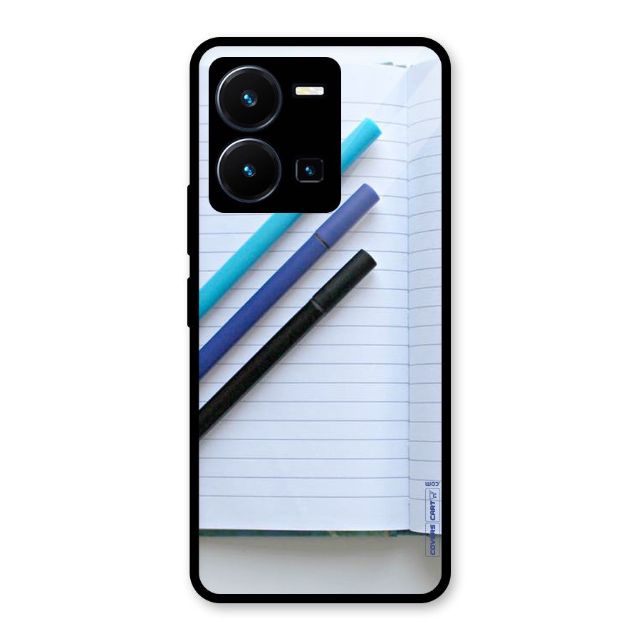 Notebook And Pens Glass Back Case for Vivo Y35