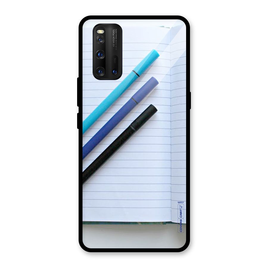 Notebook And Pens Glass Back Case for Vivo iQOO 3