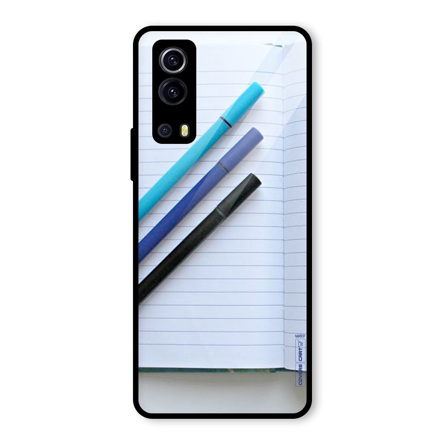 Notebook And Pens Glass Back Case for Vivo iQOO Z3