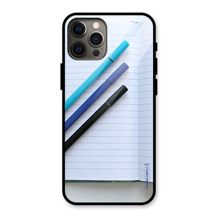 Notebook And Pens Glass Back Case for iPhone 12 Pro Max