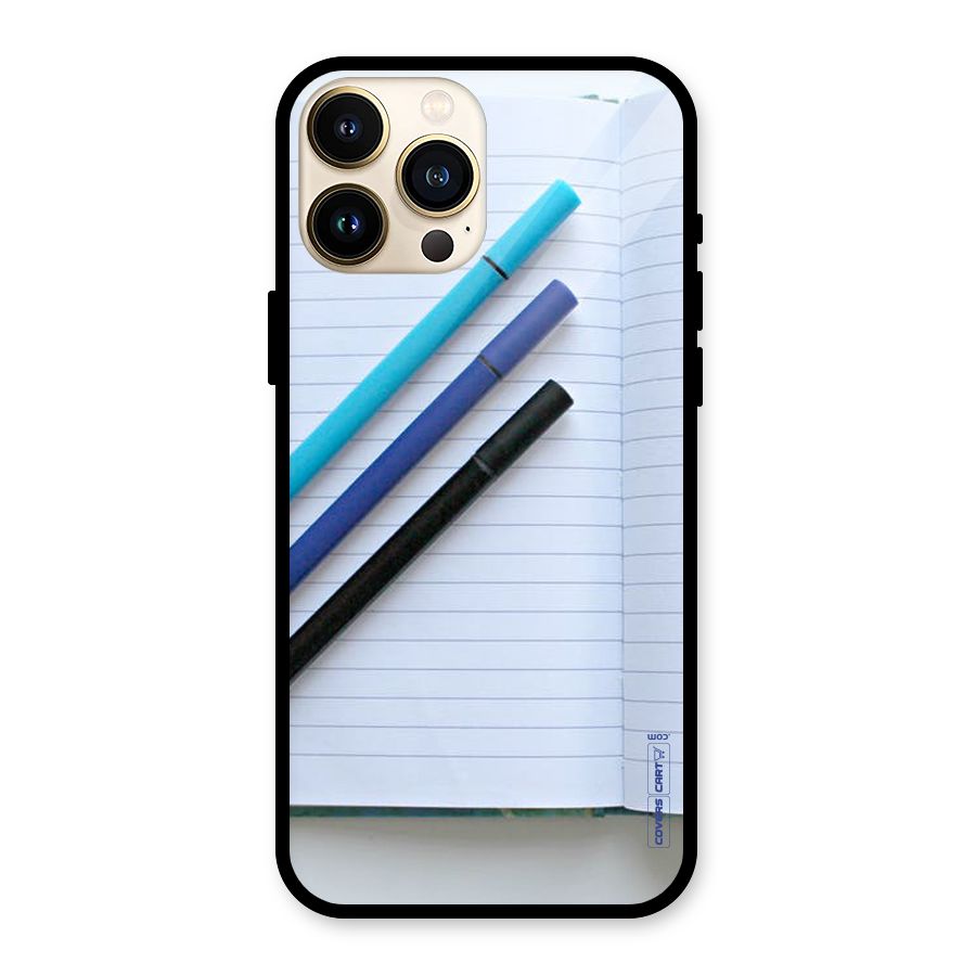 Notebook And Pens Glass Back Case for iPhone 13 Pro Max