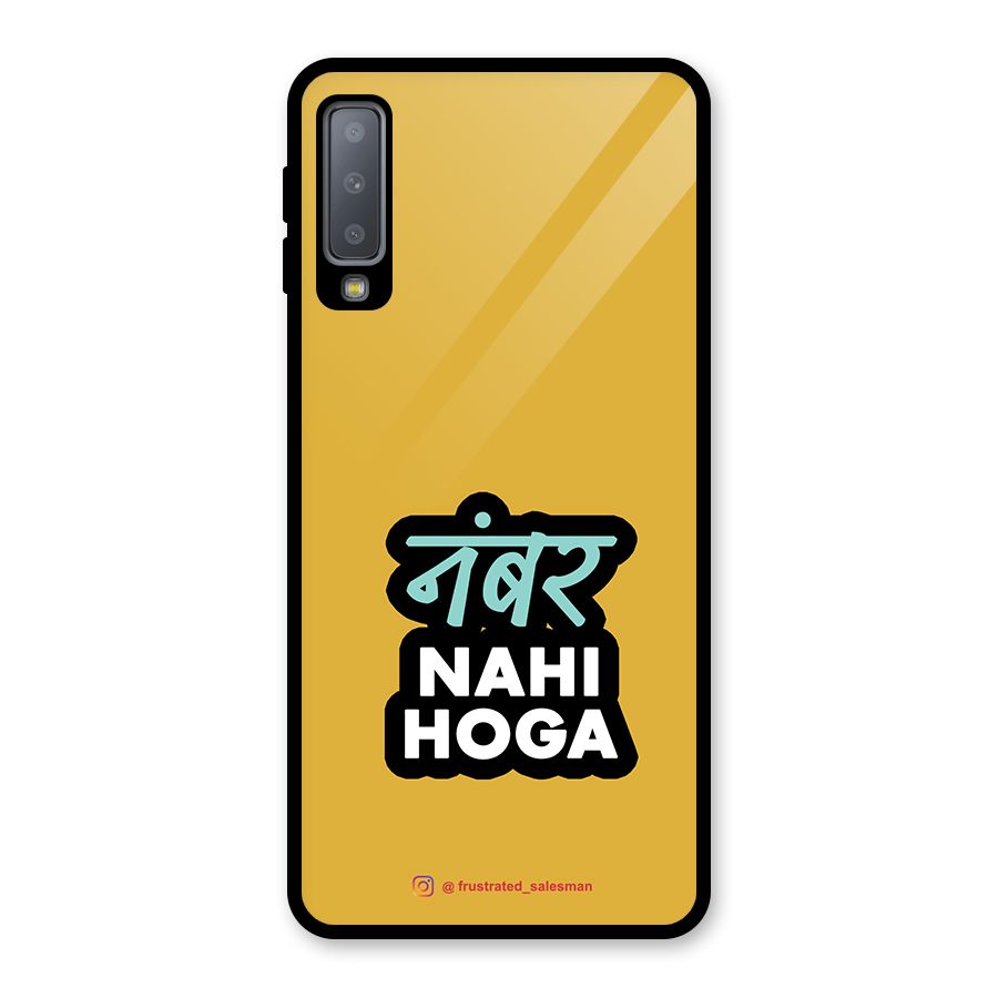 Number Nahi Hoga Mustard Yellow Glass Back Case for Galaxy A7 (2018)