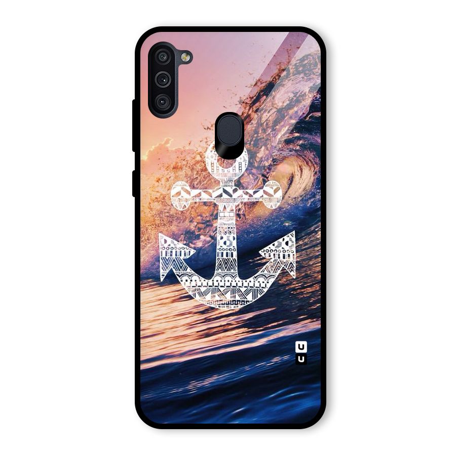 Ocean Anchor Wave Glass Back Case for Galaxy M11