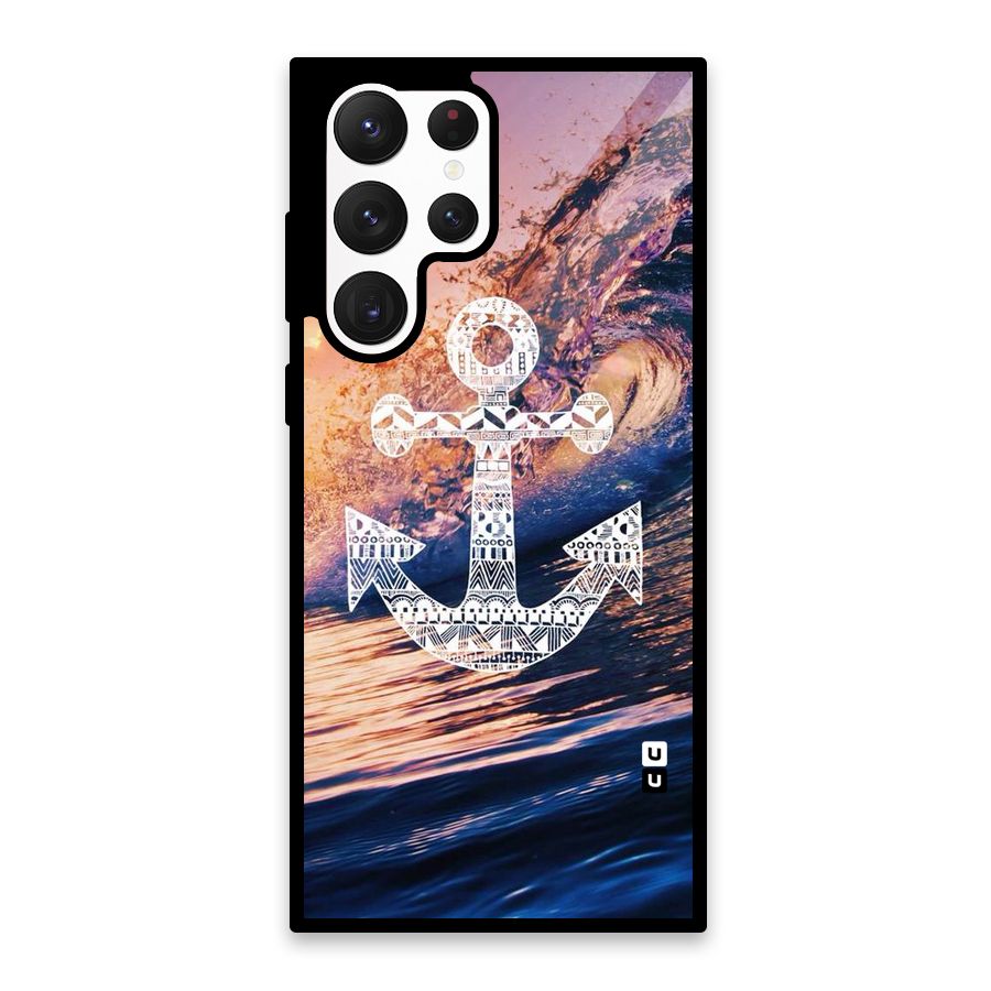 Ocean Anchor Wave Glass Back Case for Galaxy S22 Ultra 5G