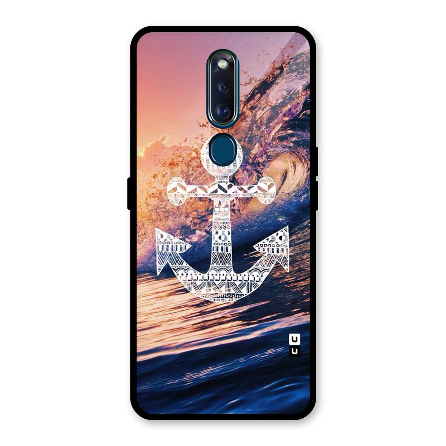 Ocean Anchor Wave Glass Back Case for Oppo F11 Pro