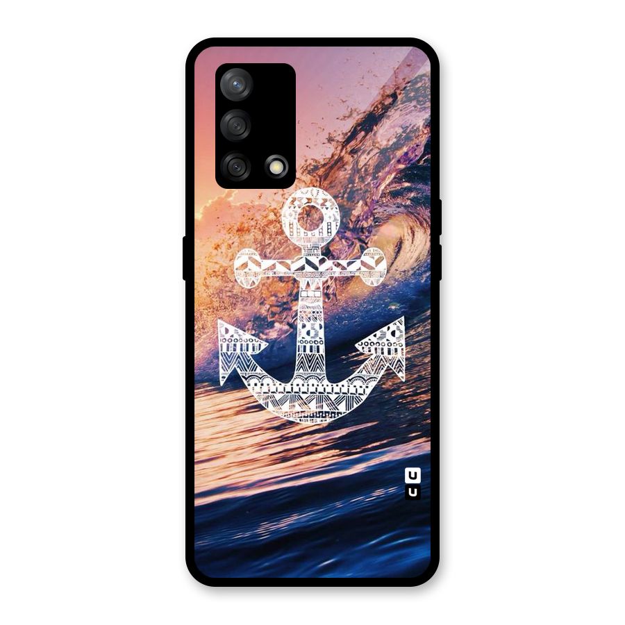 Ocean Anchor Wave Glass Back Case for Oppo F19