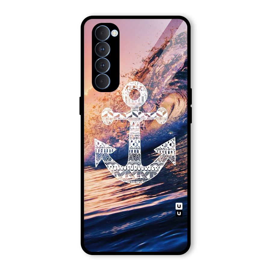 Ocean Anchor Wave Glass Back Case for Oppo Reno4 Pro