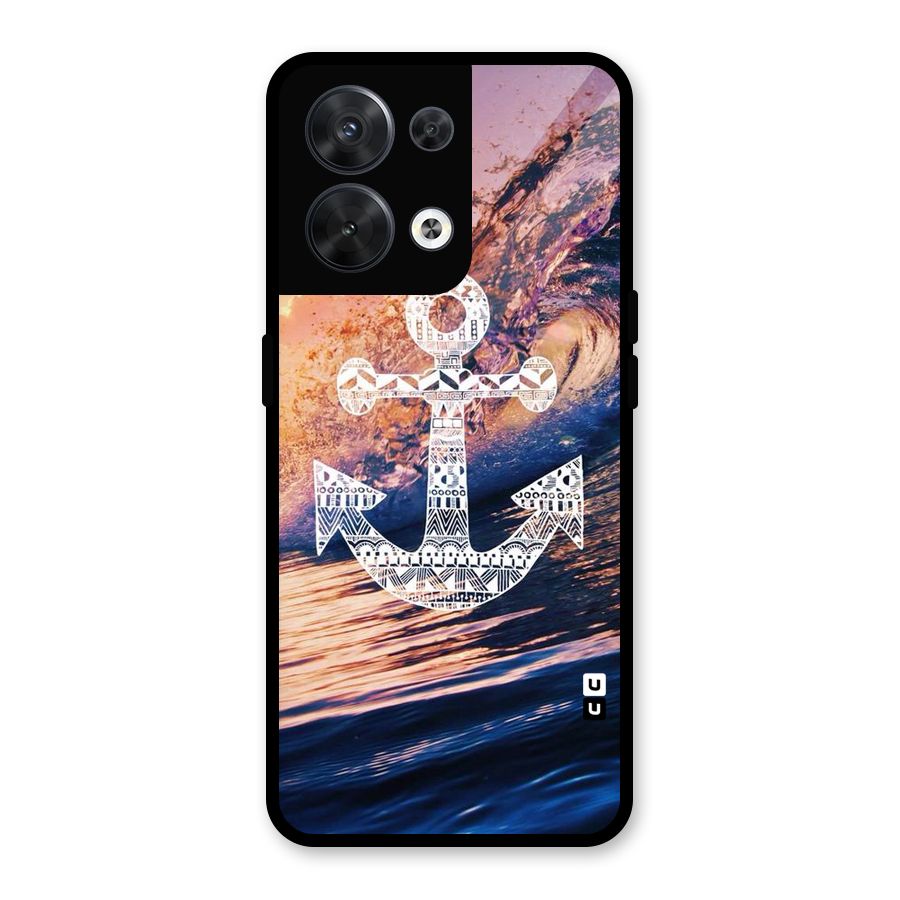 Ocean Anchor Wave Glass Back Case for Oppo Reno8 5G