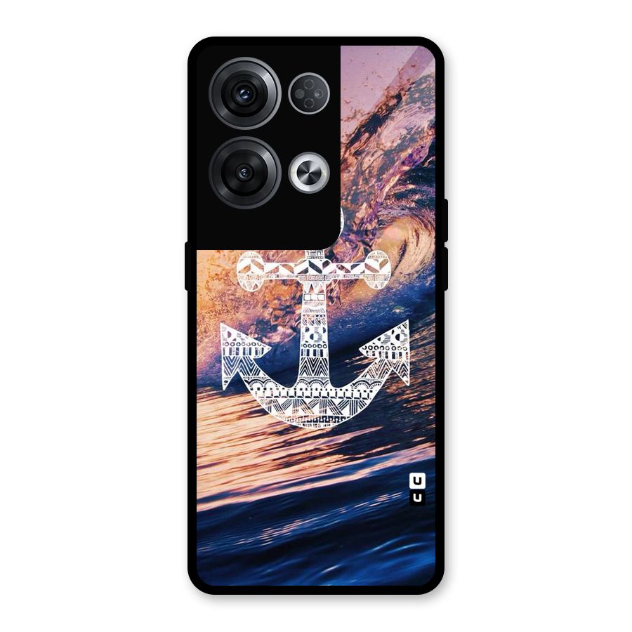 Ocean Anchor Wave Glass Back Case for Oppo Reno8 Pro 5G