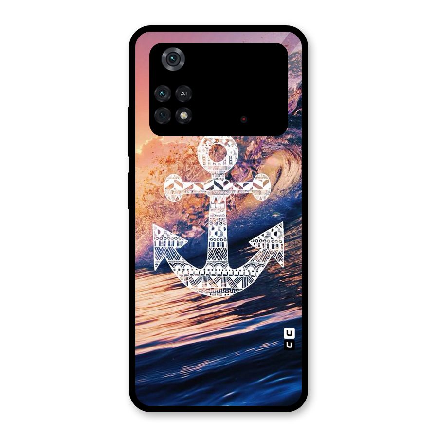Ocean Anchor Wave Glass Back Case for Poco M4 Pro 4G