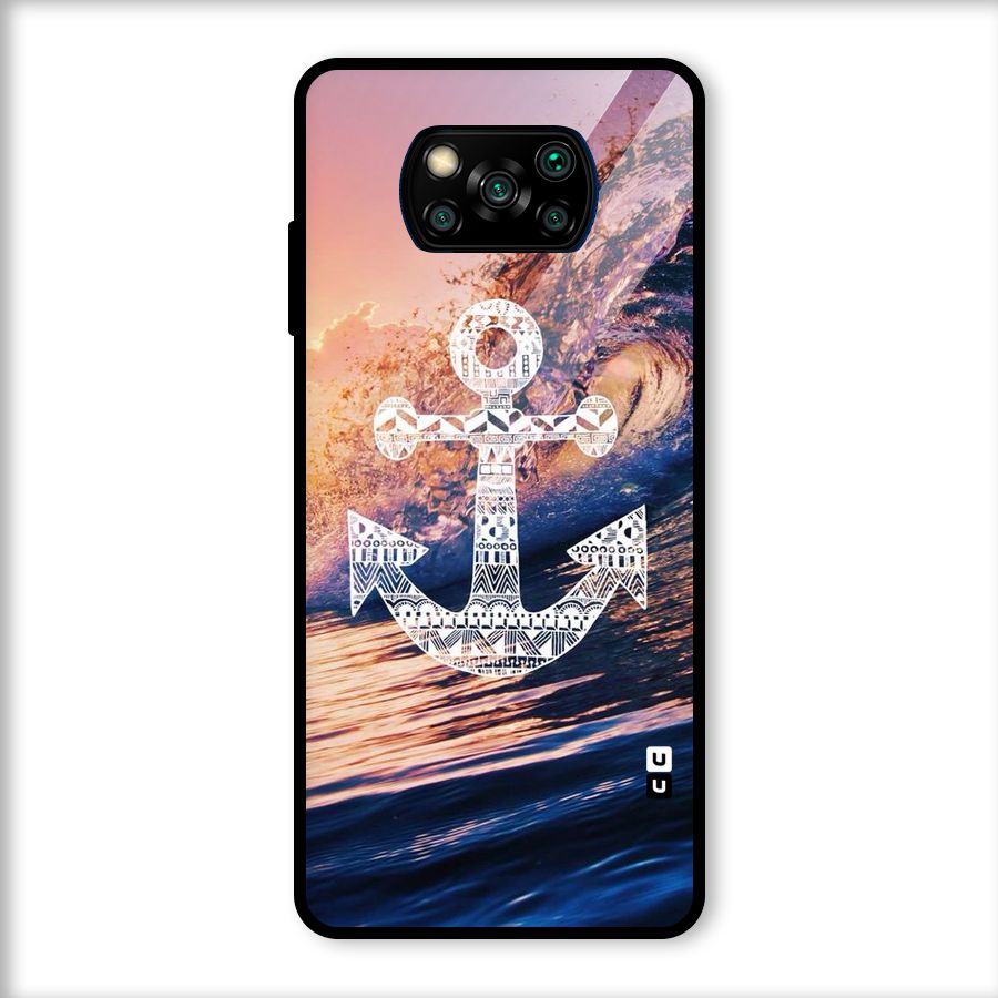 Ocean Anchor Wave Glass Back Case for Poco X3