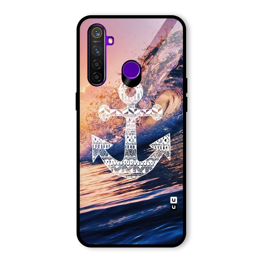 Ocean Anchor Wave Glass Back Case for Realme 5 Pro