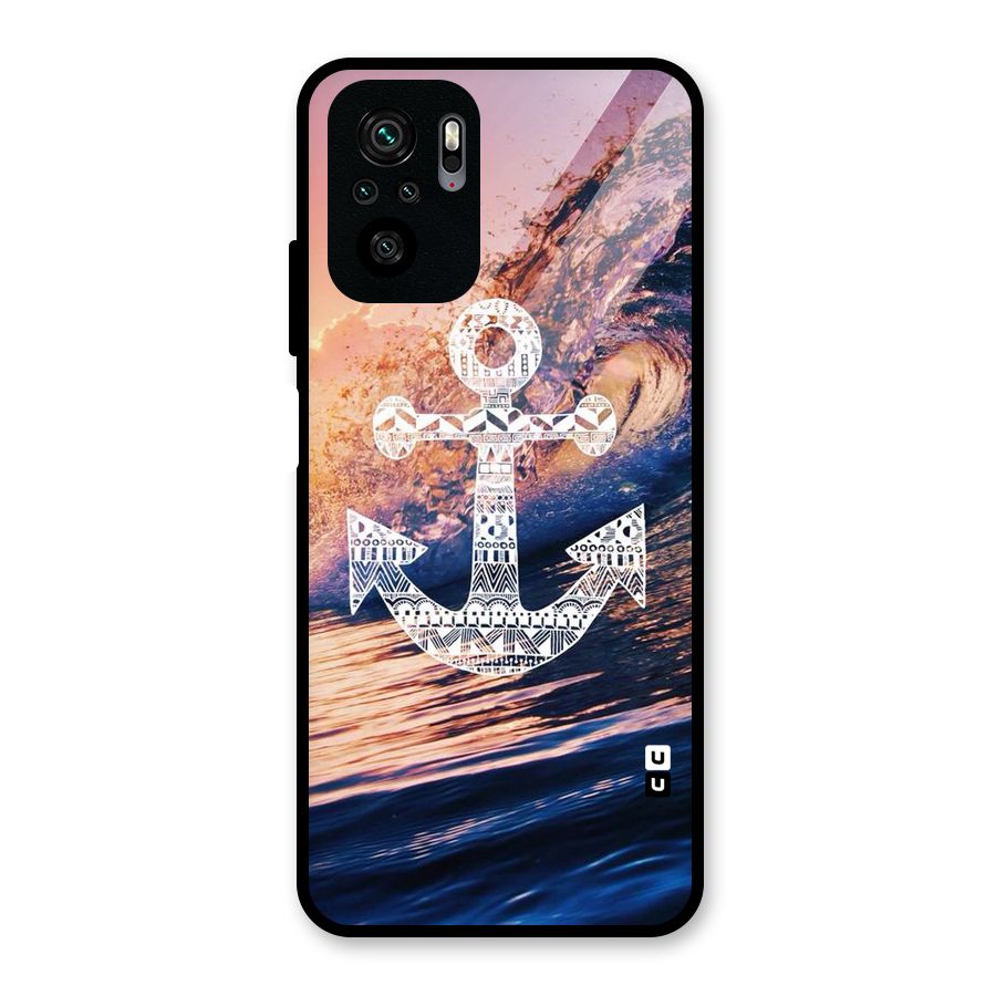 Ocean Anchor Wave Glass Back Case for Redmi Note 10S