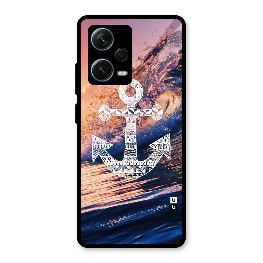 Ocean Anchor Wave Glass Back Case for Redmi Note 12 Pro Plus 5G