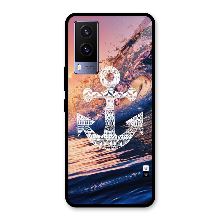 Ocean Anchor Wave Glass Back Case for Vivo V21e 5G