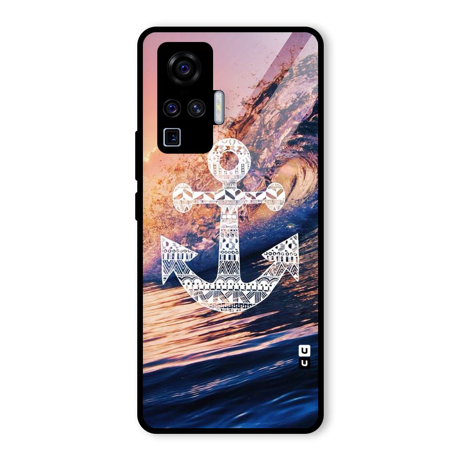 Ocean Anchor Wave Glass Back Case for Vivo X50 Pro