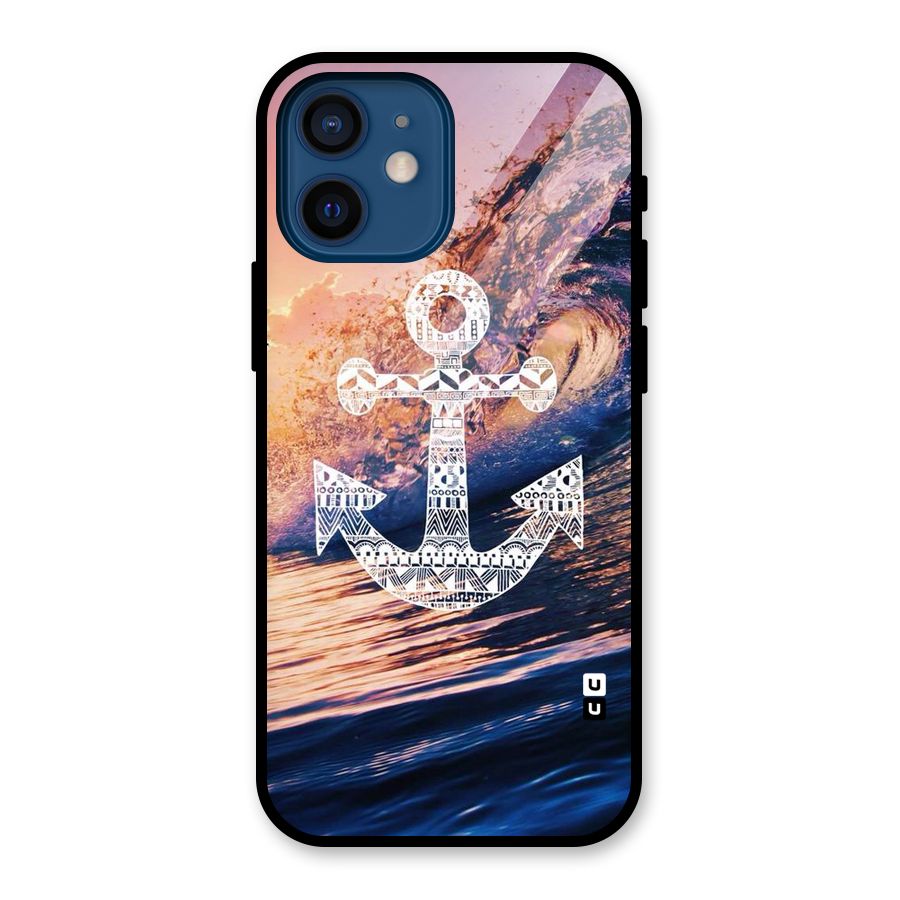 Ocean Anchor Wave Glass Back Case for iPhone 12 Mini