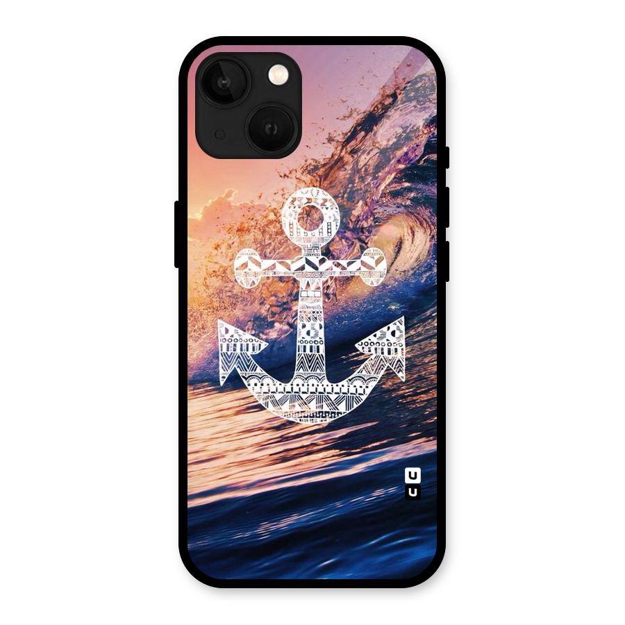 Ocean Anchor Wave Glass Back Case for iPhone 13