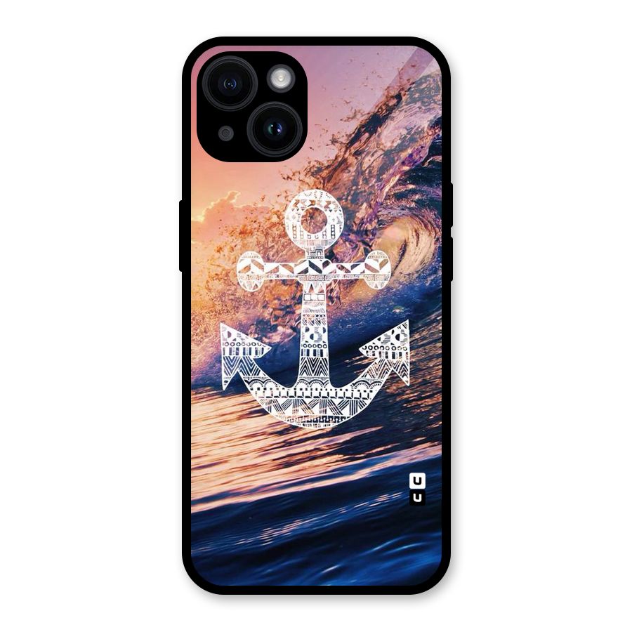 Ocean Anchor Wave Glass Back Case for iPhone 14