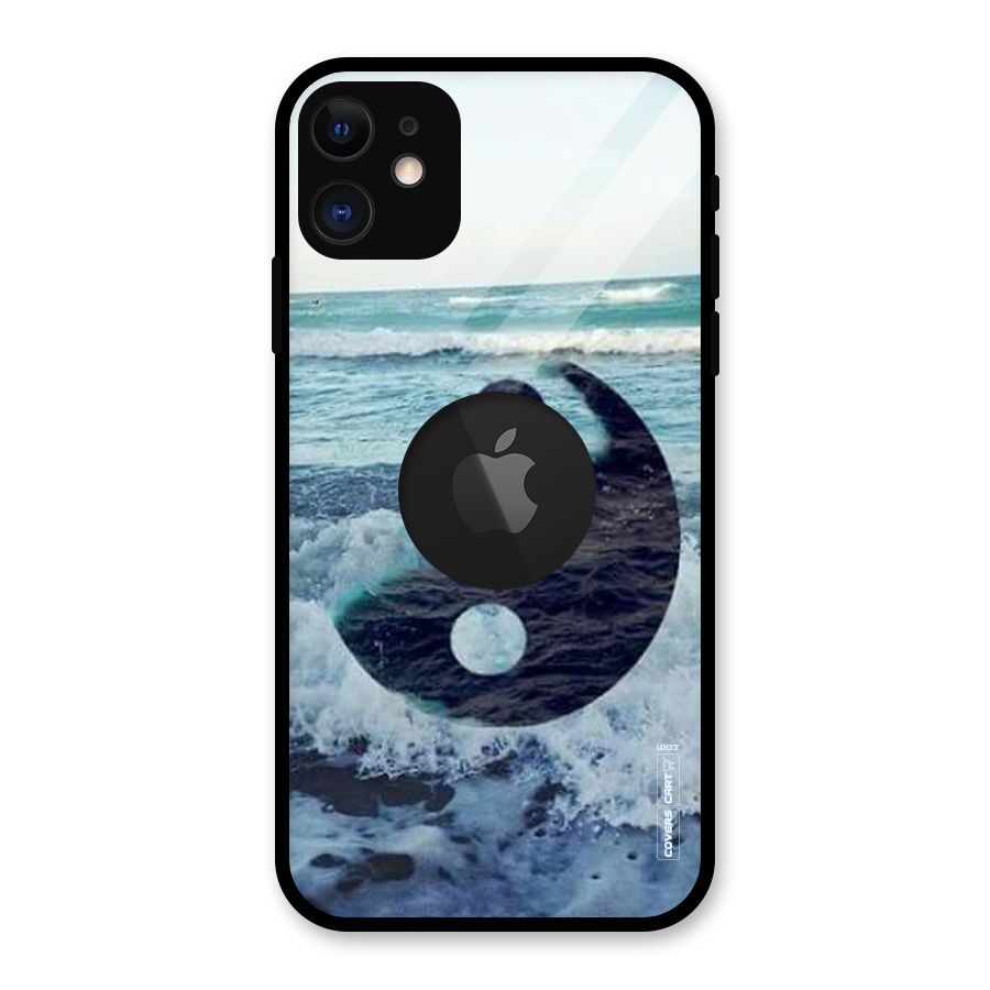 Oceanic Peace Design Glass Back Case for iPhone 11 Logo Cut
