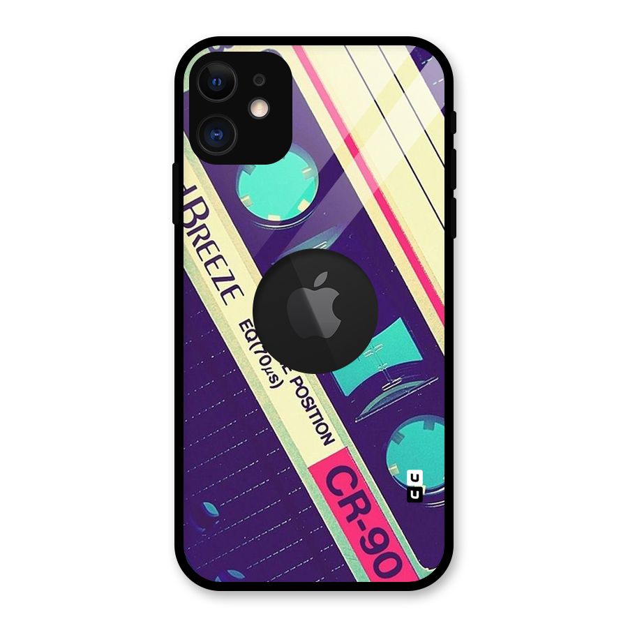 Old Casette Shade Glass Back Case for iPhone 11 Logo Cut
