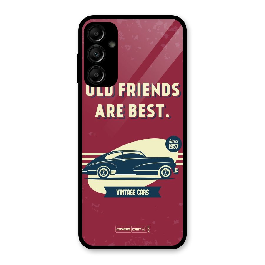 Old Friends Vintage Car Glass Back Case for Galaxy A14 5G
