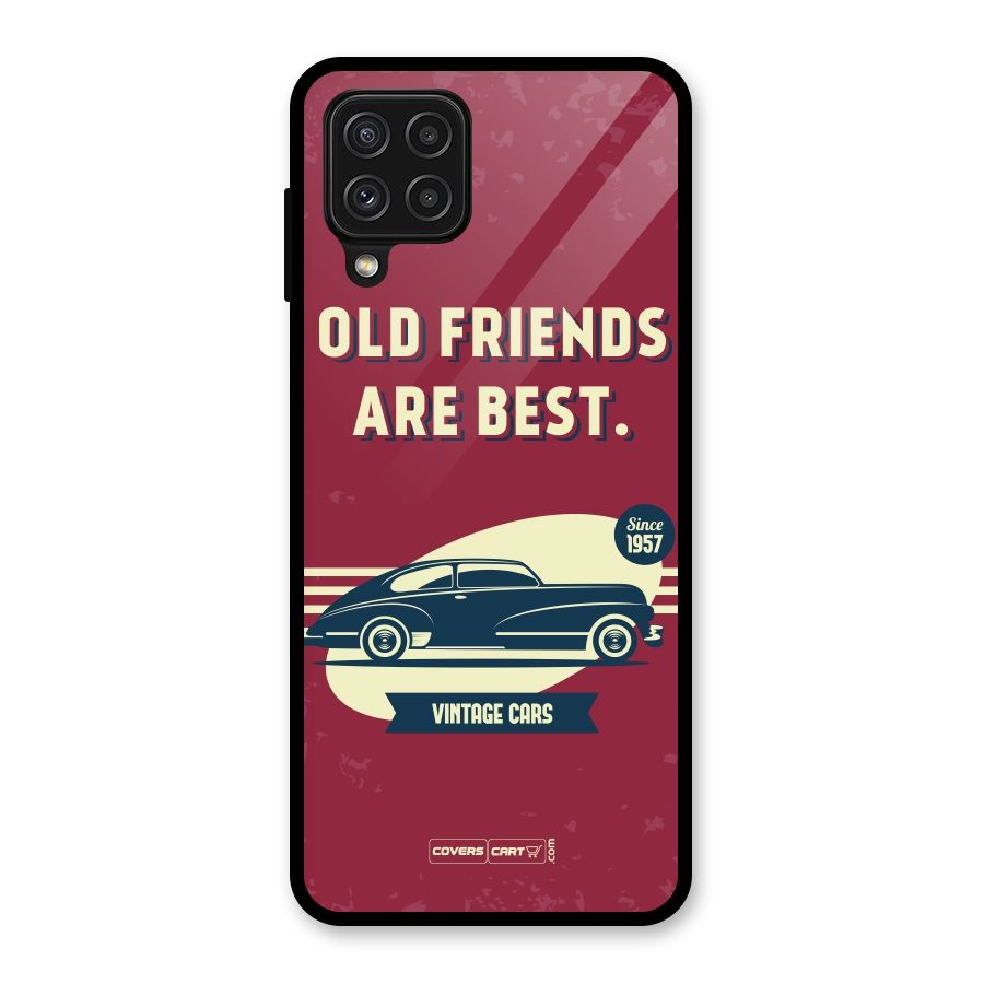 Old Friends Vintage Car Glass Back Case for Galaxy A22 4G