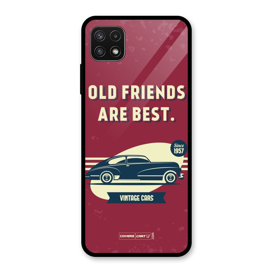 Old Friends Vintage Car Glass Back Case for Galaxy A22 5G
